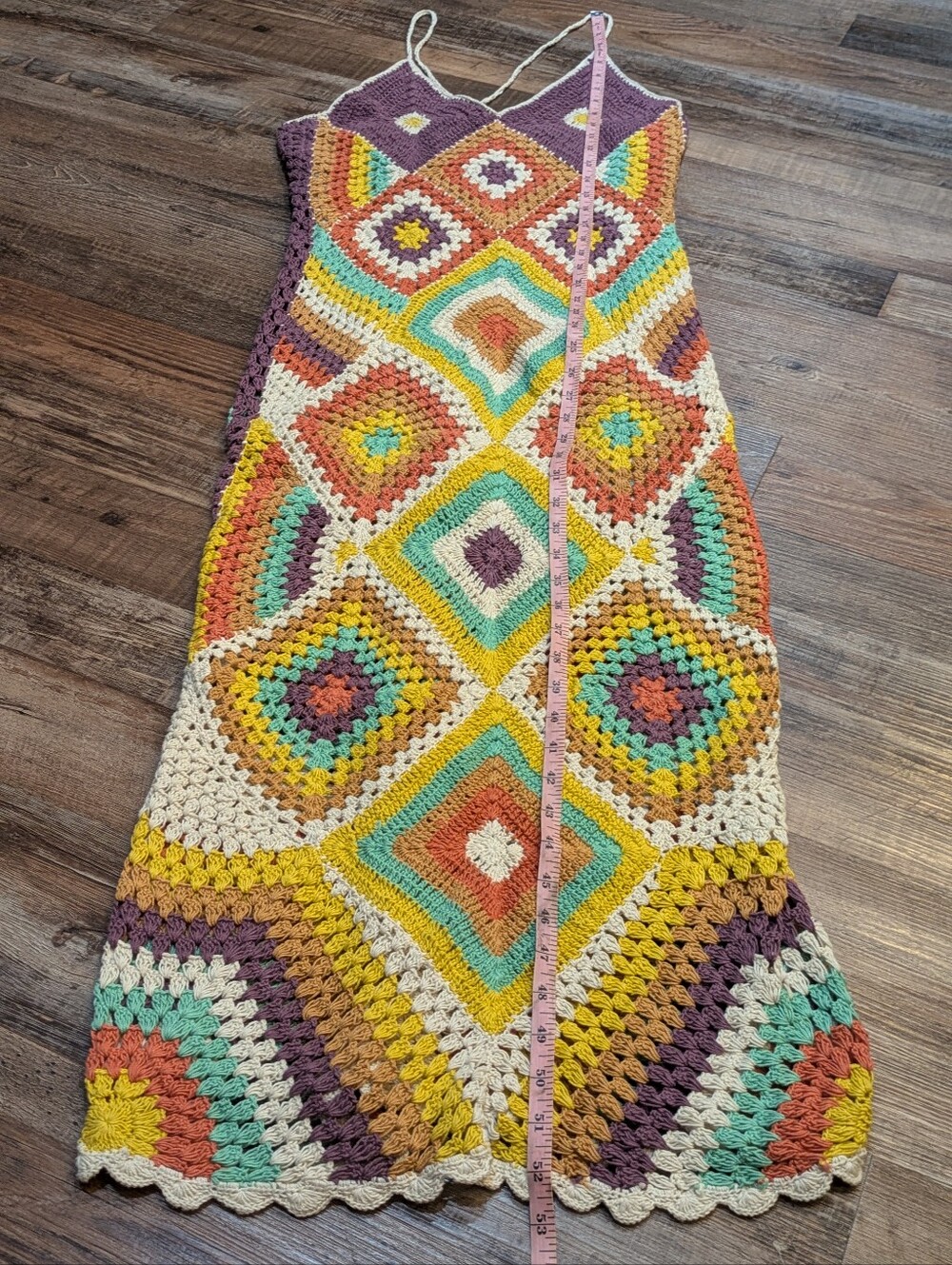 Zara Colorful Crochet Patchwork Midi Dress Boho Beach Sz M - Picture 14 of 16